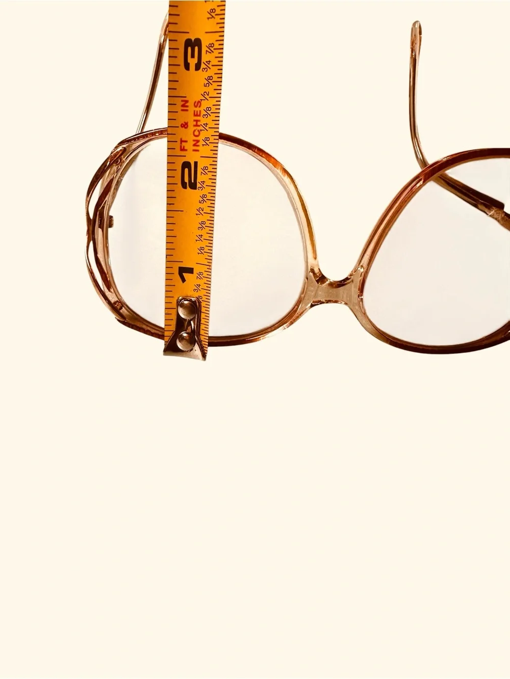 Vintage Oversized Katrina Clear Eyeglass Frames Pink Brown Gold Tone 54-18-135.